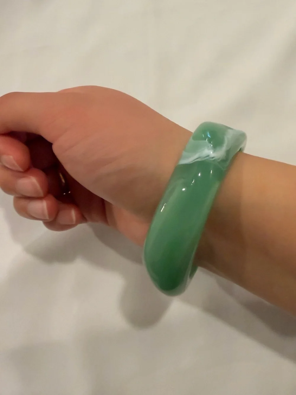 Mint Swirl Resin Sculpted Bangle Bracelet